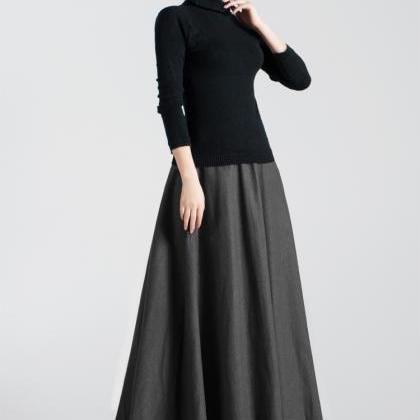 Wool A-line Maxi Pleated Skirt on Luulla