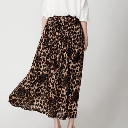 leopard print chiffon maxi skirt