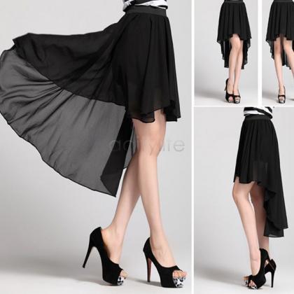 Asymmetric High Low Swallowtail Maxi Skirt E280