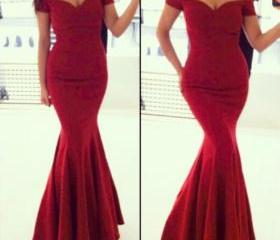 Red Mermaid Prom Dresses, Long Evening Dress Gowns on Luulla