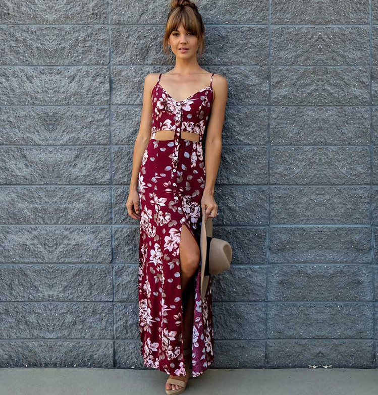 Printing Sundress Women Fashion Long Bohemian Dress Sexy Slip Maxi ...