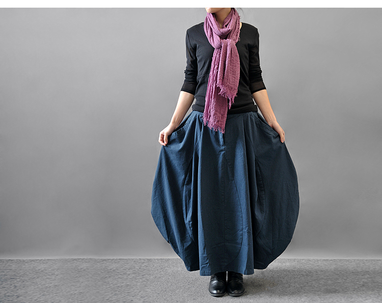 Blue Maxi Skirt Women Fashion Cotton Skirt E212 on Luulla