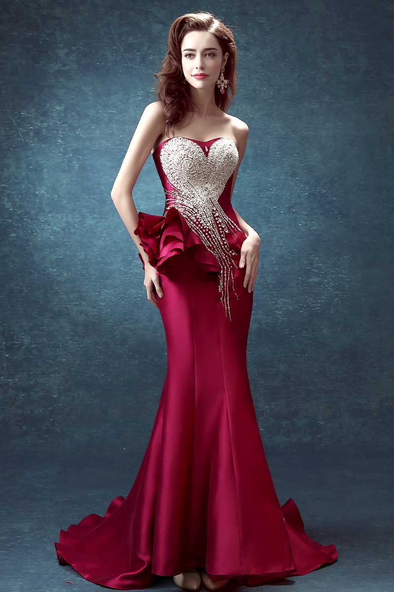 peplum formal gowns