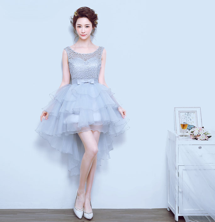 Light Gray Ball Gown Short Cocktail Dresses, Formal Party Dress For