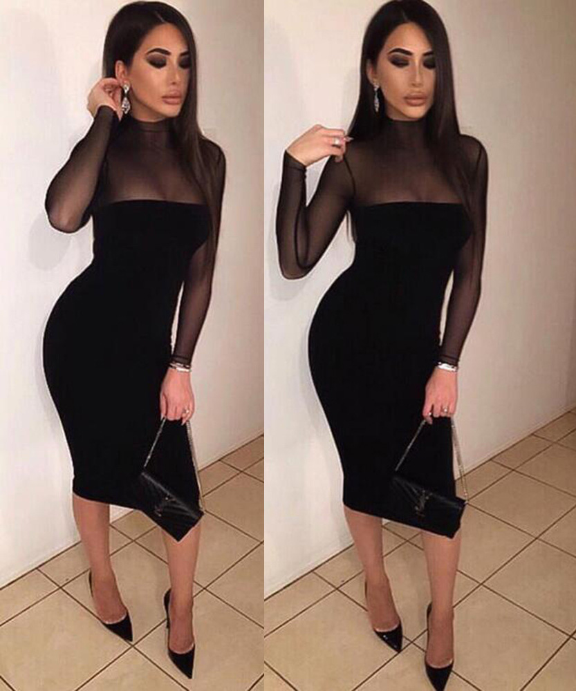 sheer black bodycon dress