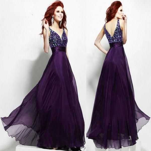 Purple Sexy Prom Dress Evening Gown With Sequin E038 on Luulla
