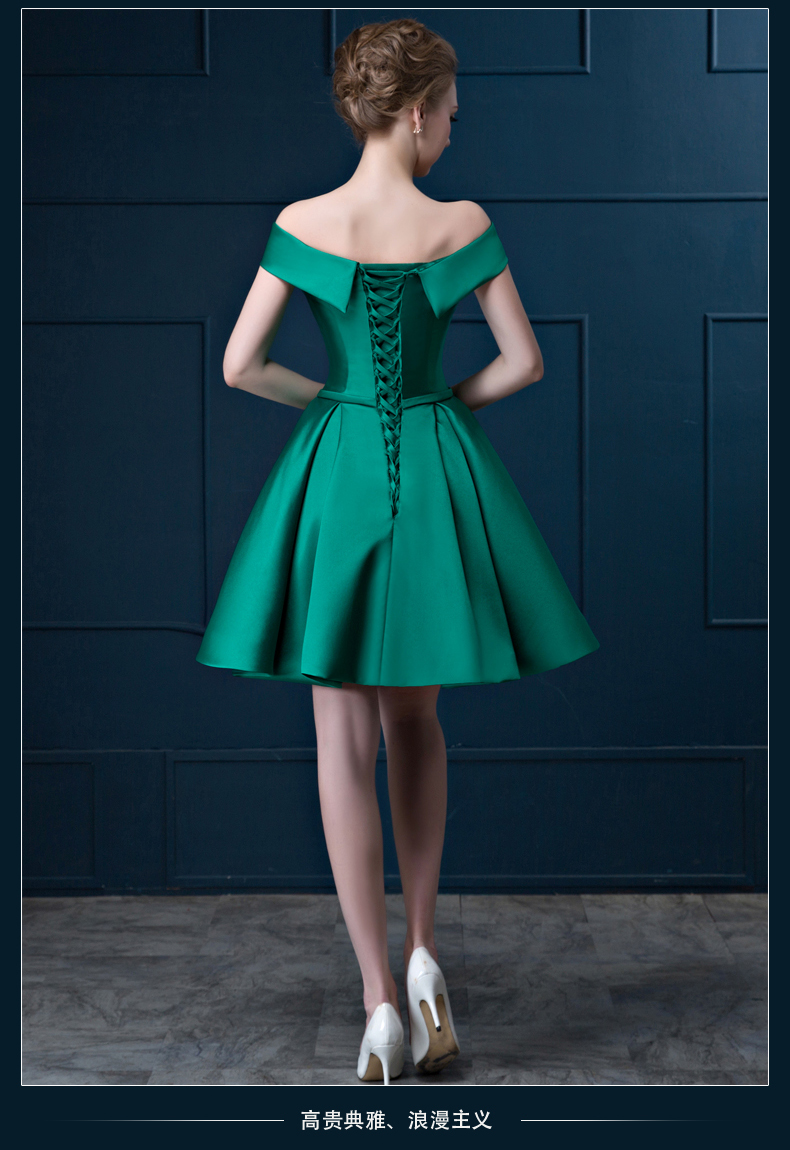 Green Off The Shoulder Evening Dress Elegant Formal Dress Short