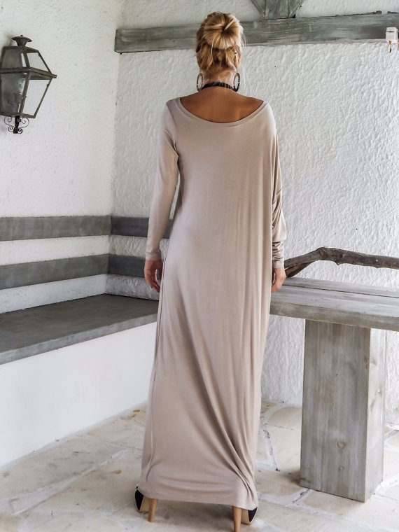 Long Sleeve Oversize Dress Asymmetric Dress Women Plus Size Maxi Dress ...