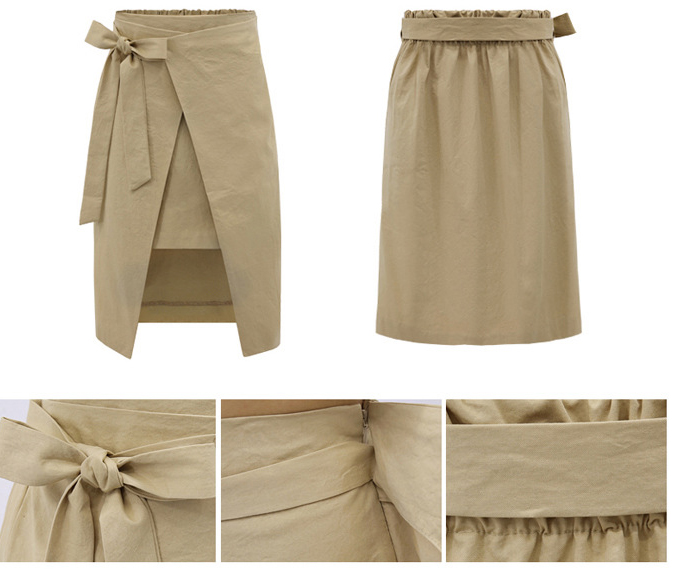 Wrap A-line Skirt With Front Bow on Luulla