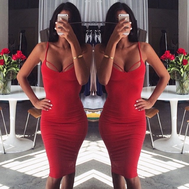 Women Fashion Spaghetti Strap Bandage Bodycon Sexy Evening Party Dress