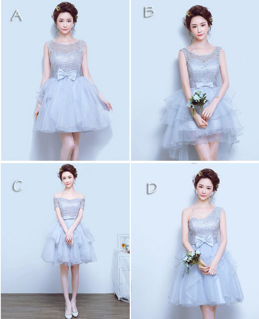 Light Gray Ball Gown Short Cocktail Dresses, Formal Party Dress For